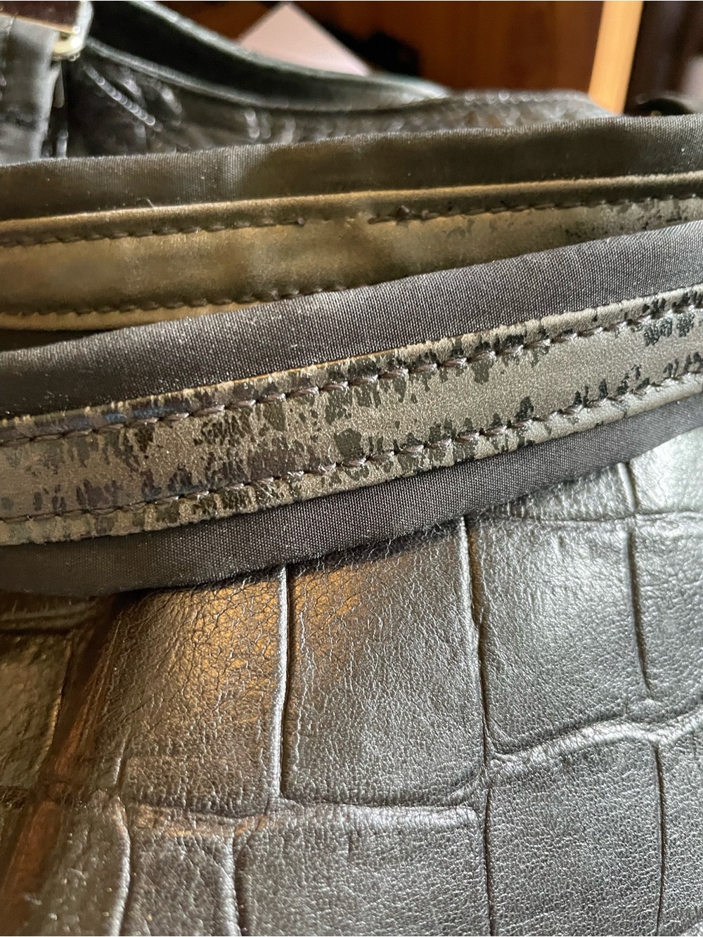 B. Makowsky Black Croc-Embossed Leather Hobo Bag - Picture 8 of 10